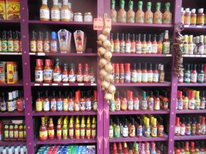 wall of hot sauce!